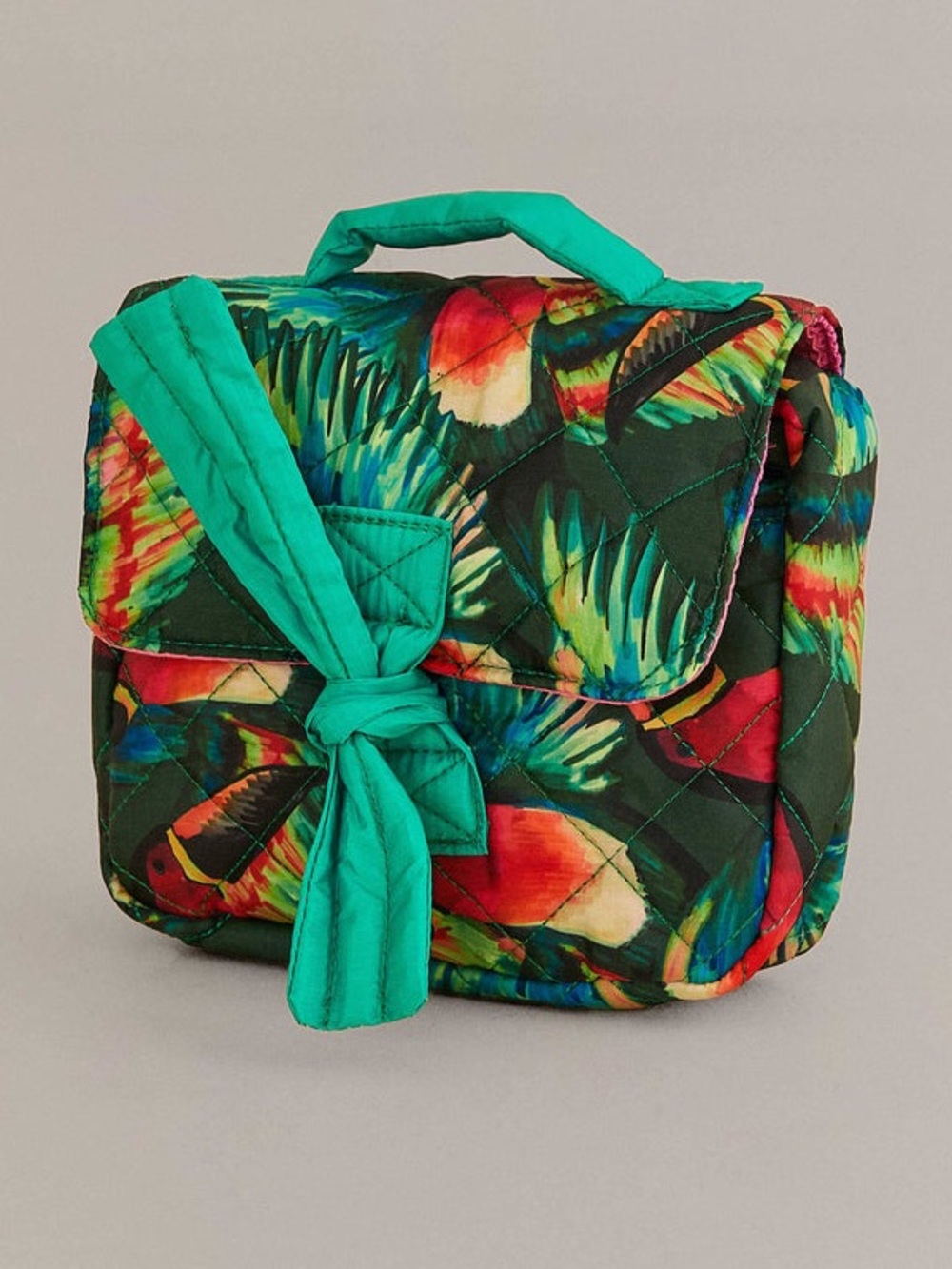 NEW FARM Rio Painted Toucans Carry The Sun Pouch Toiletry Bag Hanging 9" x 9"